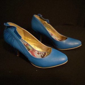 Vintage BAIT Blue Hillary Heel with Side Ruffle